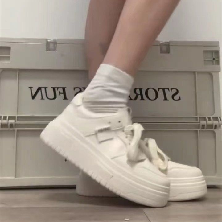 Scarpe con plateau Muffin bianche per bambini, versione coreana, scarpe casual traspiranti e rialzate_voghion.com