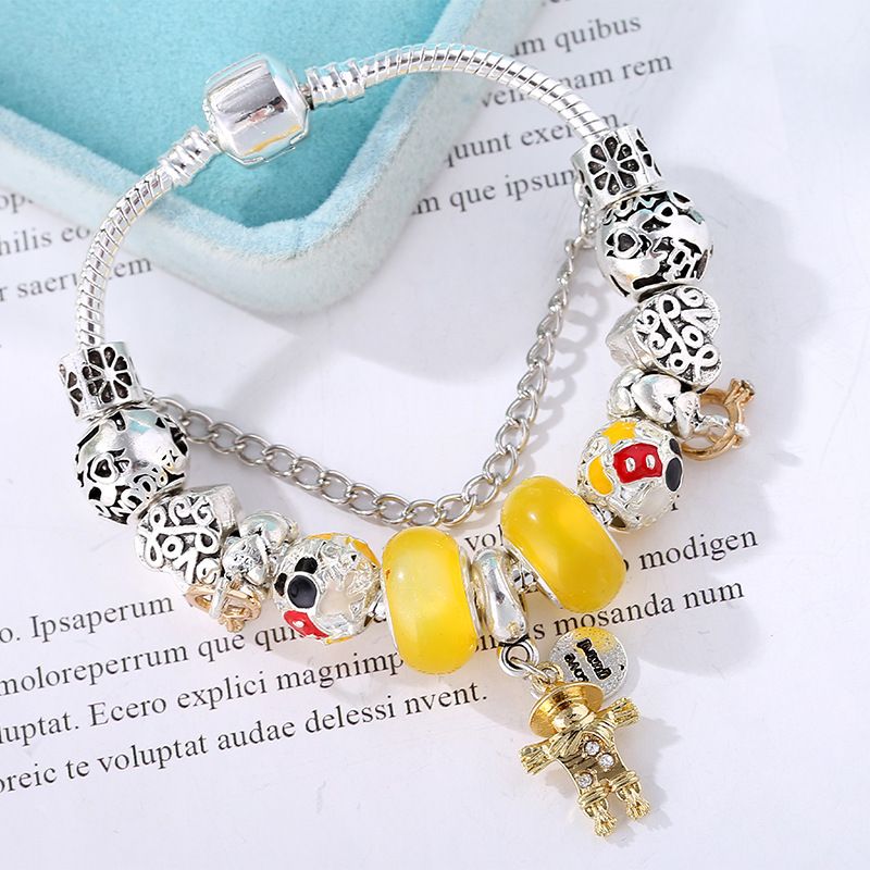Charm Bracelets Golden Scarecrow Pendant Bracelet Yellow Large Hole Bead Bracelet_voghion.com