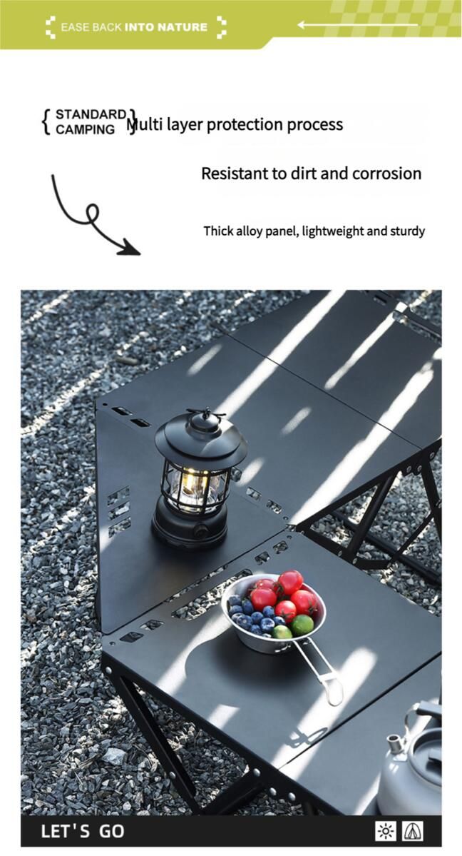 Outdoor Camping Portable Quick-Deploy Lightweight Foldable Multifunctional Carbon Steel Barbecue Table_voghion.com