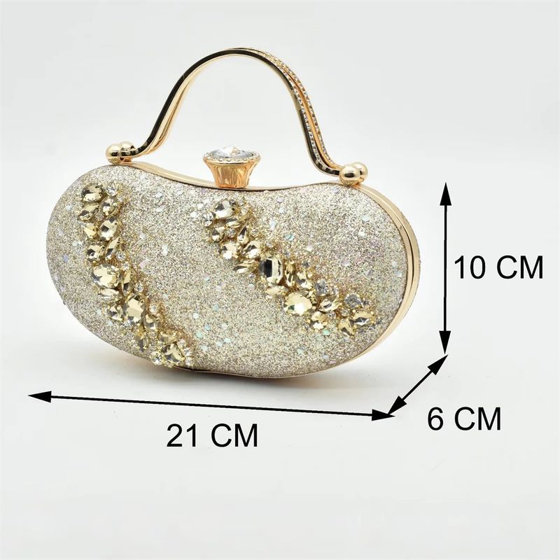 Vintage Diamant-Set klobige Sandalen mit Abendessen Tasche Set Mode Design Strass Abendtasche_voghion.com