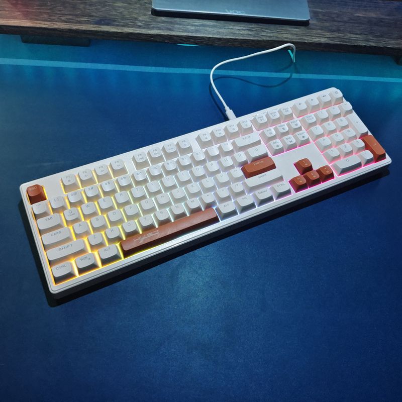 New 108 key ball cap wired gaming keyb, silent mechanical feel, wear-resistant three color RGB backlit computer_voghion.com