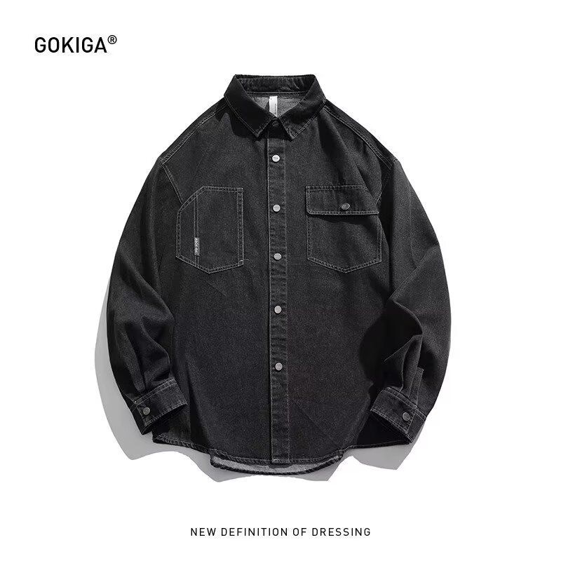 Chemise en jean à manches longues pour homme, idéale en toutes saisons, style décontracté américain, style rétro, simple et décontracté, pour jeunes hommes, Tide Six_voghion.com