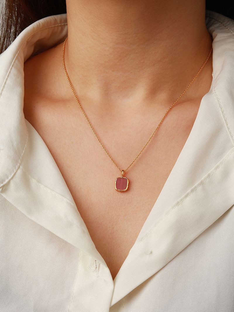 Collana con ciondolo semplice in amazzonite naturale, pietra di luna e rodonite, placcata in oro argento S925_voghion.com