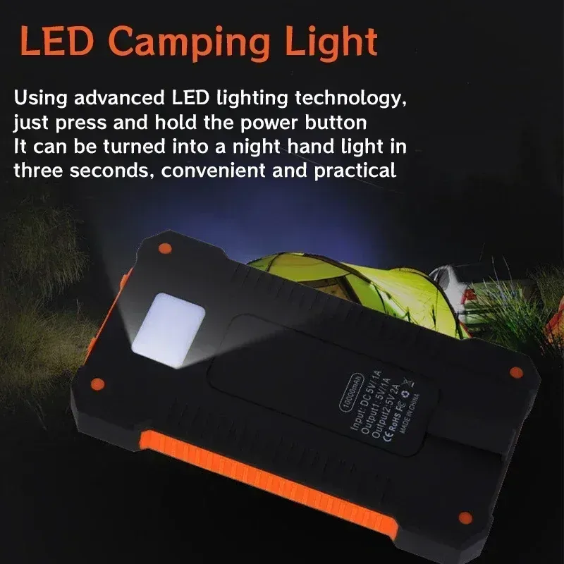 20000mAh Portable Solar External Battery Fast Charging Waterproof With SOS Flashlight Power Bank For Xiaomi_voghion.com
