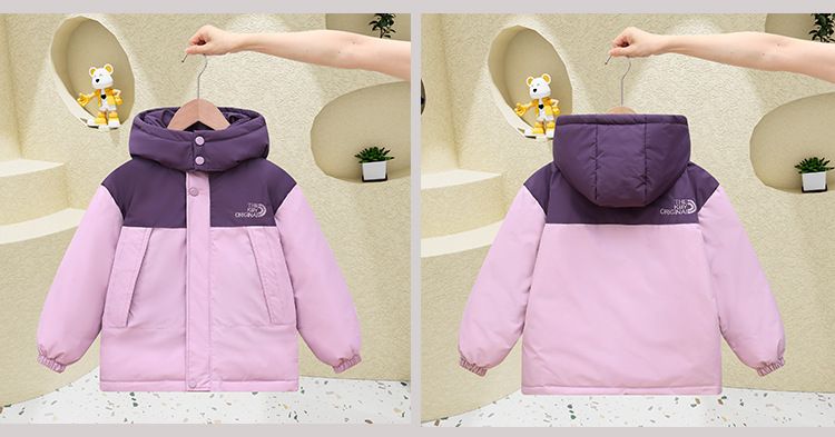 Winddichte Kinderjacke mit Fleecefutter und Kapuze, Outdoor-Sportmantel für Jungen und Mädchen (Schwarz/Lavendel/Armeegrün/Braun/Rot), 120–160 cm_voghion.com