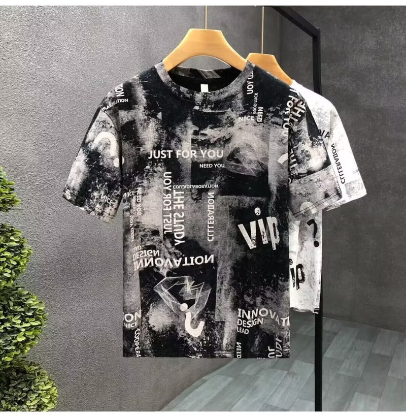 Summer New Short T-shirt For Men Korean Tie Dyed Men's Youth Casual Loose Half Sleeved Upper Garment_voghion.com