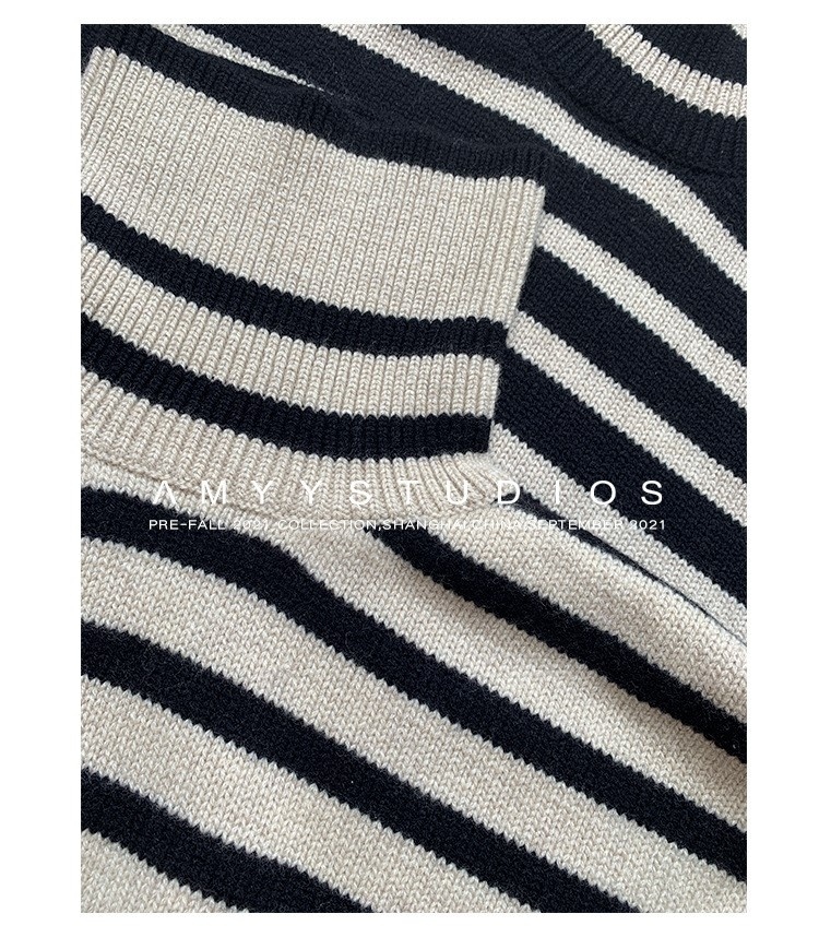 Schulterfreier Pullover mit einreihigem Kragen für Damen, locker sitzender, langärmliger Strickpullover für Herbst und Winter, neu_voghion.com