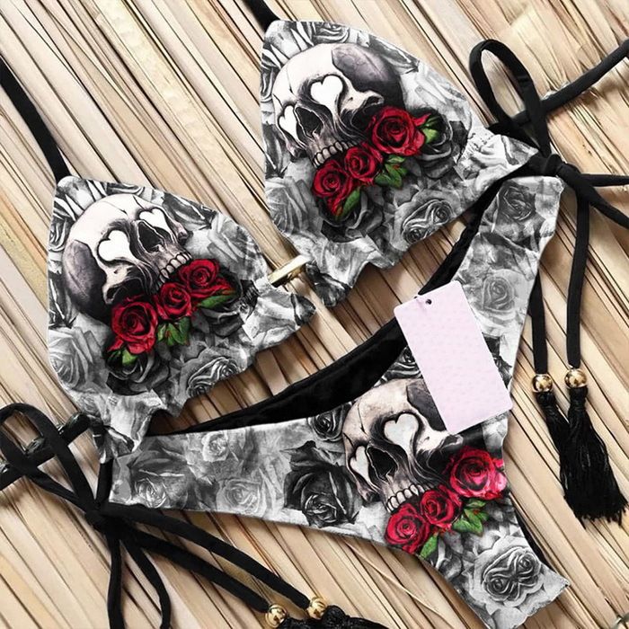 Women's Clothing New Bikini Custom Printed Strap Swimsuit Set Backless Two Piece Swimsuit_voghion.com