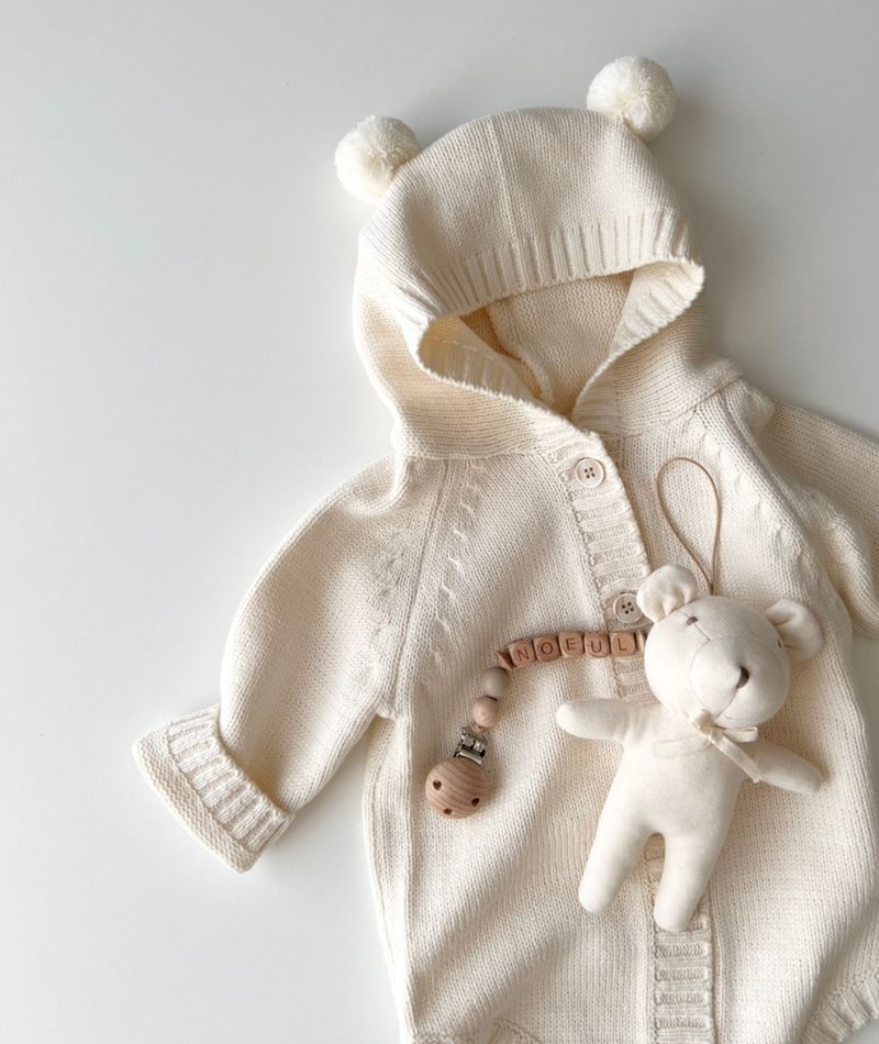 Alyce-xiyue1baobao 25 Lente Nieuwe Koreaanse Versie Romper Ins Stijl Berenontwerp Kindergebreide Trui Baby Jumpsuit_voghion.com
