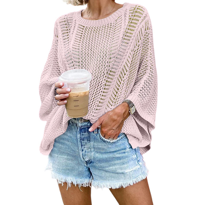 Sexy Style Vacation Knitted Loose Mesh Hollow Beach Bikini Cover-Up_voghion.com