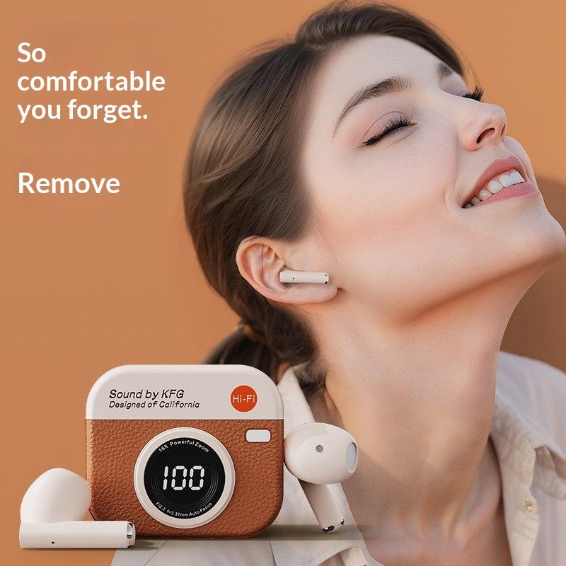 NeoGear Cross-Border 2025 New Smart Digital Display Berlin Sound High-Quality Retro Camera In-Ear Bluetooth Earphones Q86_voghion.com