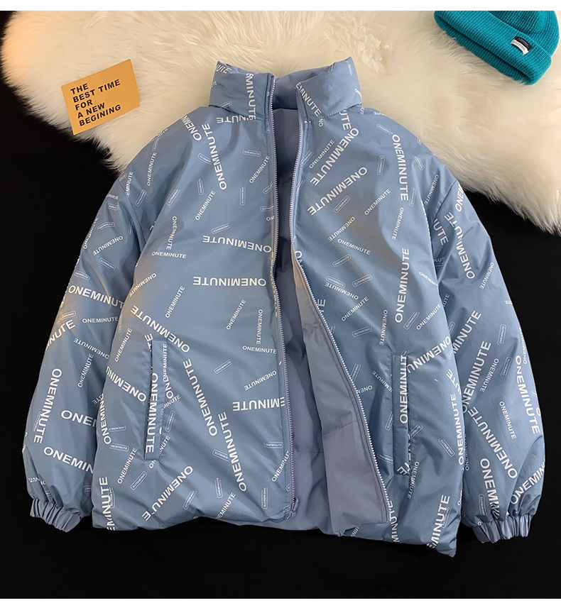 Double sided cotton jacket warmth keeping trendy brand new outerwear couples, unisex stand collar for autumn and_voghion.com