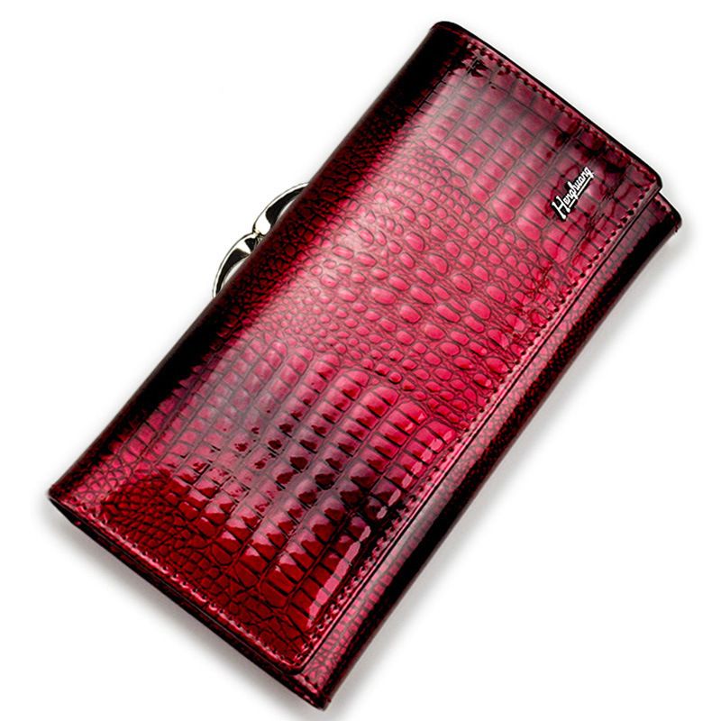 Portafoglio in vera pelle verniciata, portamonete da donna, pochette_voghion.com