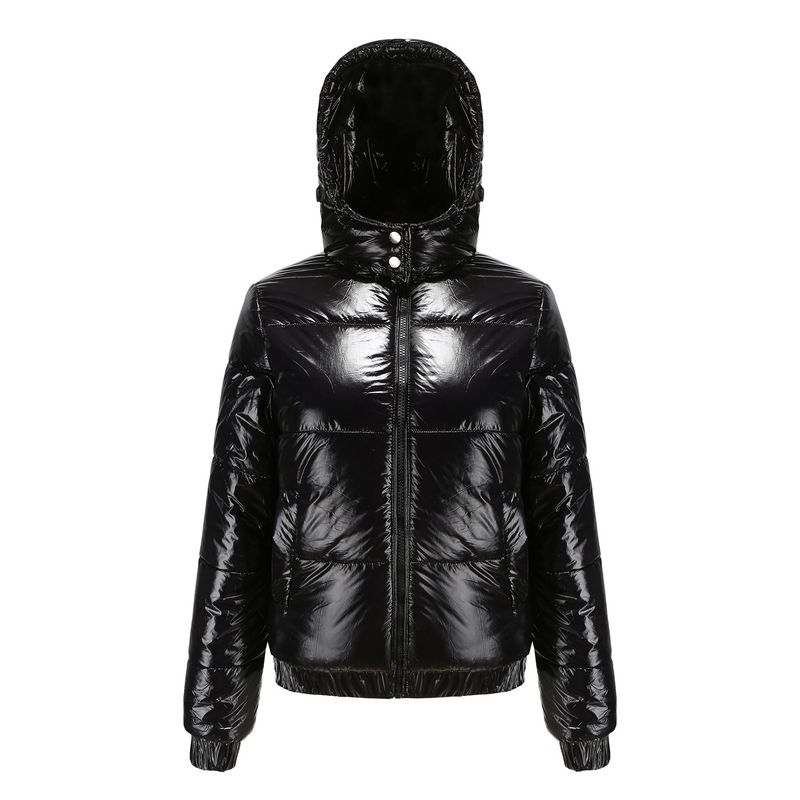 Giacca invernale leggera con cappuccio da donna, rivestimento impermeabile 20D, capospalla lucido a maniche lunghe per moda e comfort._voghion.com