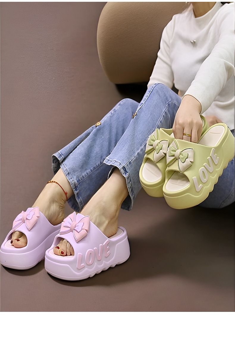 2025 Summer New Thick Bottom Women's High Heels, Home Fashion, Bow Tie Bow Tie, Bathroom Slippers, Can Be Worn Outside In Summer_voghion.com