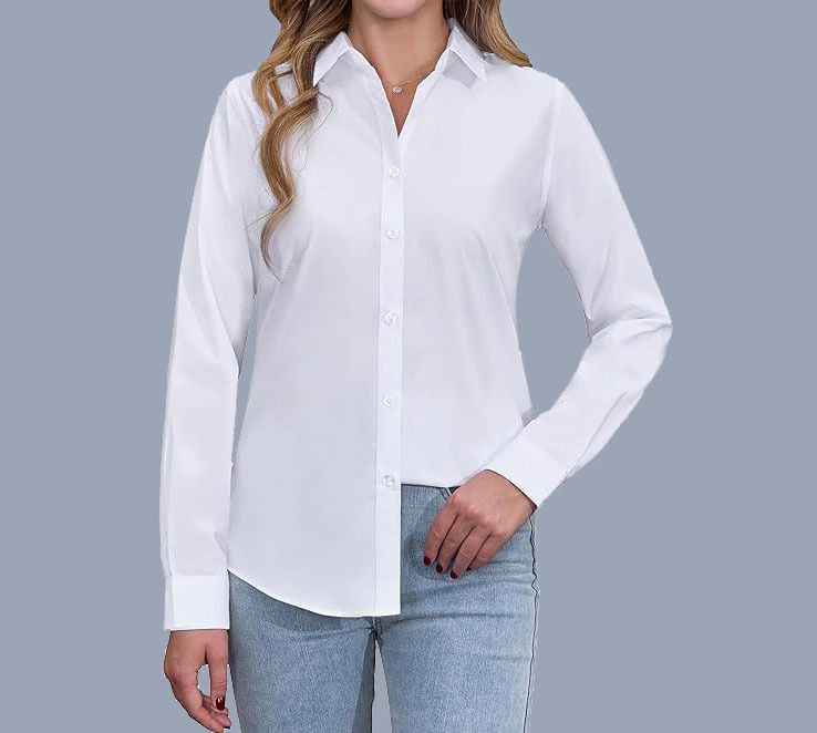 Women's Clothing Large Size Foreign Trade Polo Collar Women's Shirt Loose Fashion Temperament Solid Color_voghion.com