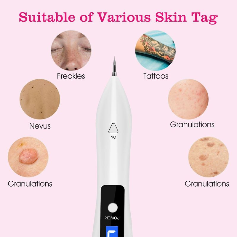Skin Tag Repair Kit Portable Beauty Equipment Multi-Level With Home Usage USB Charging LCD Level Adjustable 6 Replaceable Needles_voghion.com
