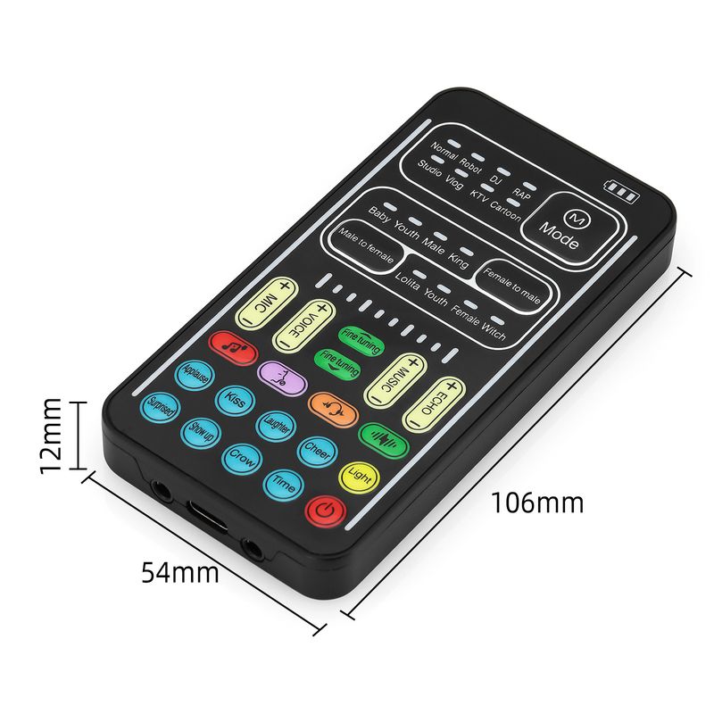 I9 Changer 8 různých změn Přenosné hlasové zesilovače Mini zvuková karta pro nahrávání herních kotev PC_voghion.com