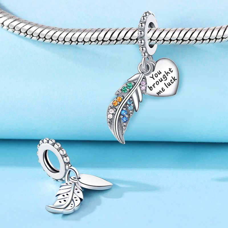 Damen-Schmuck-Charm, Charm-Perlen, Elefant, vierblättriges Kleeblatt, Hufeisen, Regenbogen, DIY-Schmuck, Armband-Zubehör, versilbert, verkupfert_voghion.com