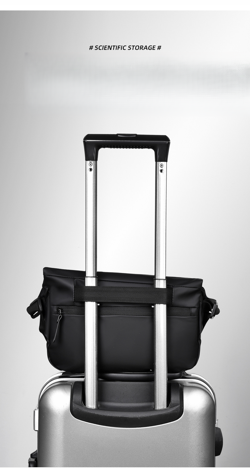 New trendy men's motorcycle crossbody bag, water-resistant iPad multifunctional chest bag, trendy cool cross shoulder bag_voghion.com