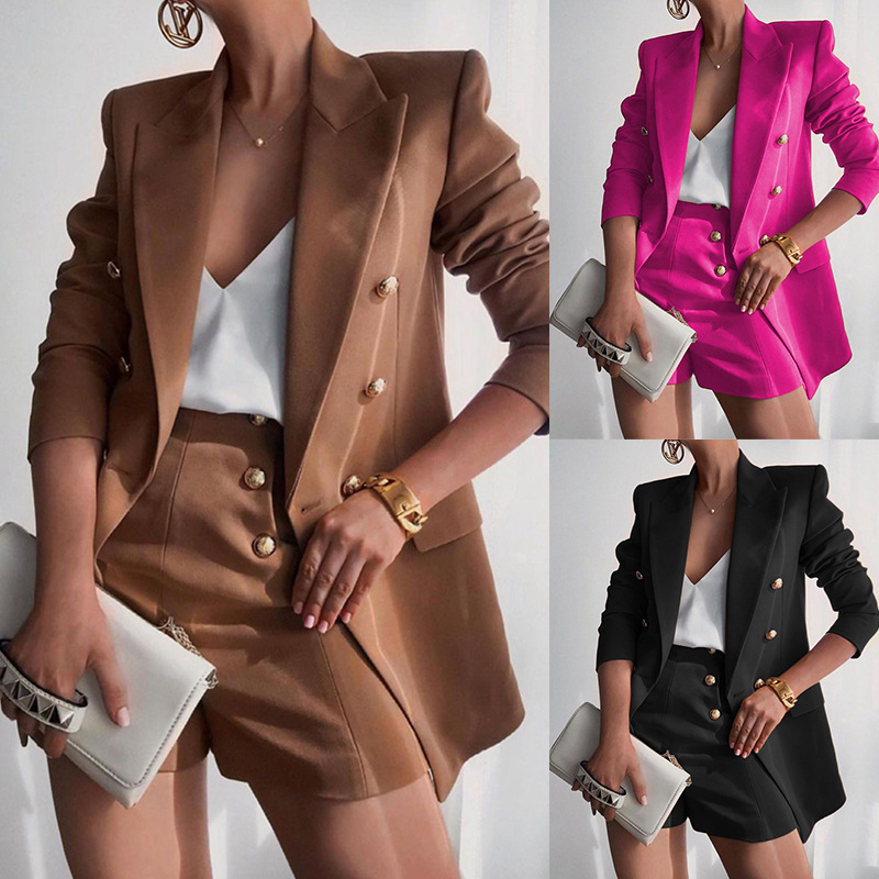 Ensemble deux pièces pour femme, manteau décontracté, short, tempérament_voghion.com