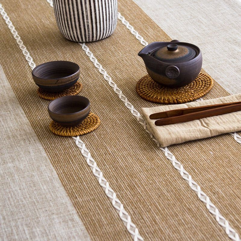 Tovaglia moderna e semplice, in cotone e lino nordico, per sala da pranzo, rivestimento impermeabile, tinta unita, rettangolare, per tavolino da caffè._voghion.com