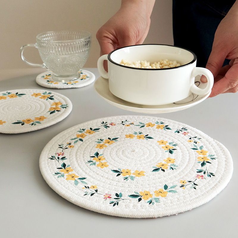 6-teiliges hitzebeständiges Tischset-Set aus Baumwolle, Untersetzer mit Blumenmuster für den Esstisch, umweltfreundliche und waschbare rutschfeste Tischsets_voghion.com