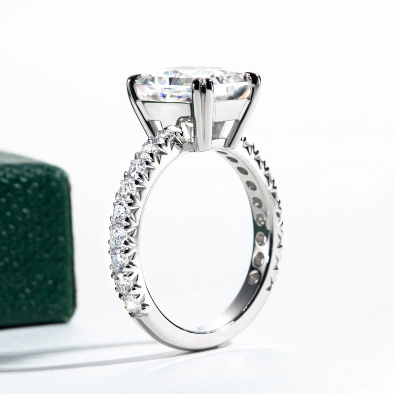DEZO All Moissanite Engagement Rings For Women Solid Sterling Sier Radiant Cut 4 Carat VVS1 D Color GRA Certificate_voghion.com