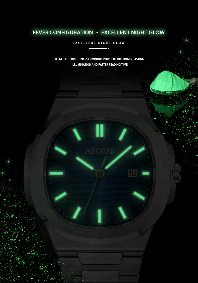 Slank herenhorloge met datumweergave, lichtgevende wijzers, 30 meter waterbestendigheid, roestvrijstalen band, quartz-uurwerk. Waterdicht quartz herenhorloge._voghion.com
