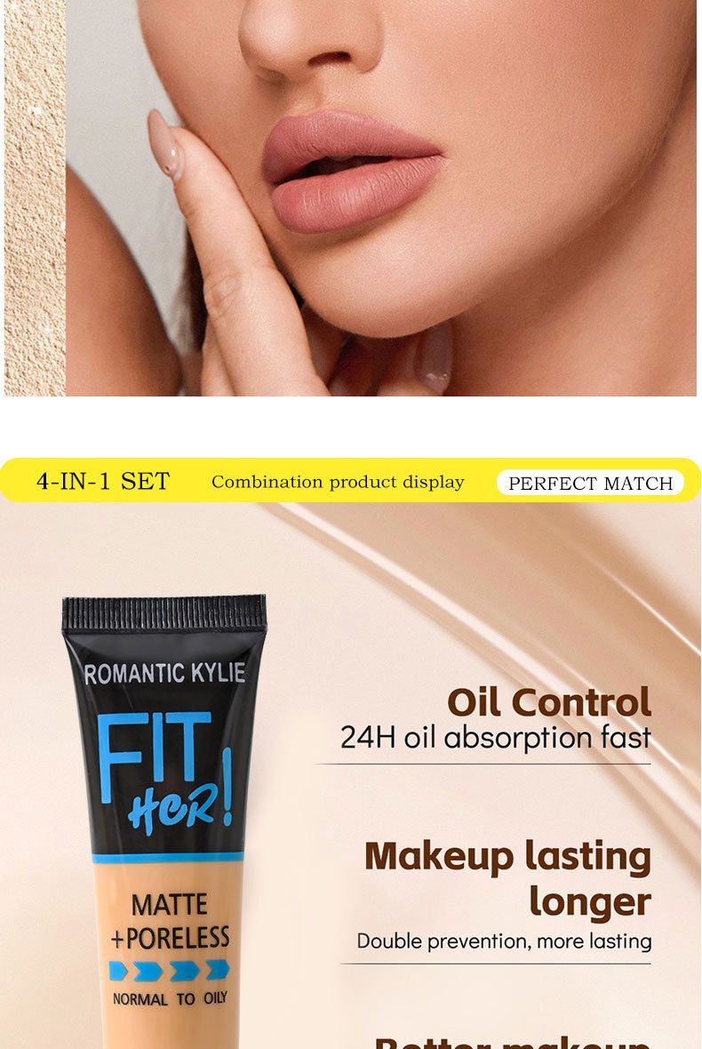 Make-up-Sets Neues 4-in-1-Konturpuder-Concealer-Flüssiggrundierung Mascara-Eyeliner-Set Vier-in-Eins-Make-up-Set_voghion.com