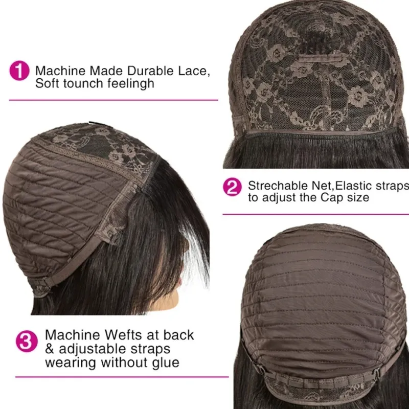 Korte Bobpruik Met Pony Recht Haar Bobpruiken Braziliaanse Menselijk Haar Pruik Remy Volledig Machinaal Gemaakte Pruik voor Vrouwen Lijmloze Bobpruik_voghion.com