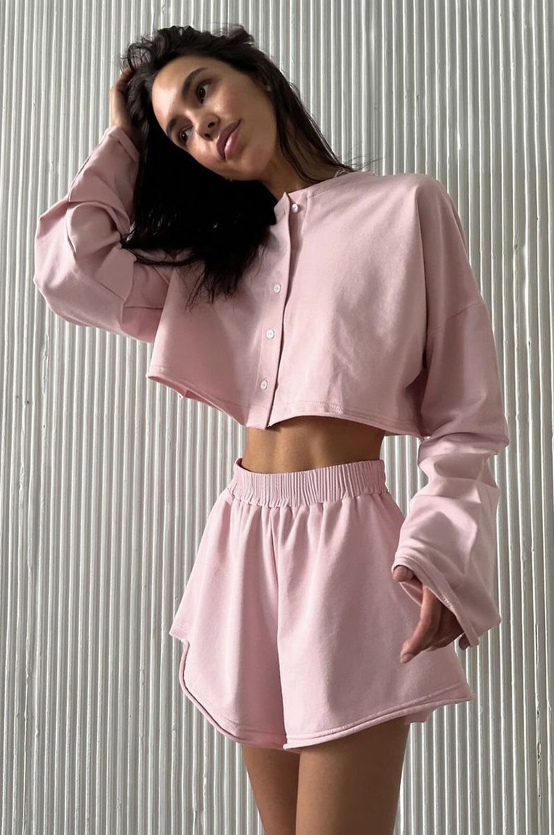 2025 Sommer Neue Strickjacke Langarm Shorts Homewear Für Frauen Einfache Lose Bequeme Pyjamas_voghion.com