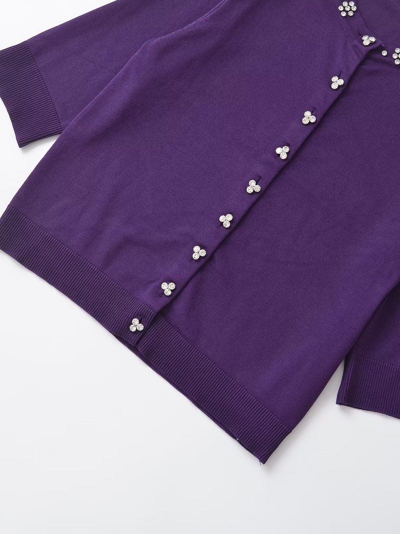 Women s clothing autumn and winter new jewelry bead decoration knitted jacket_voghion.com