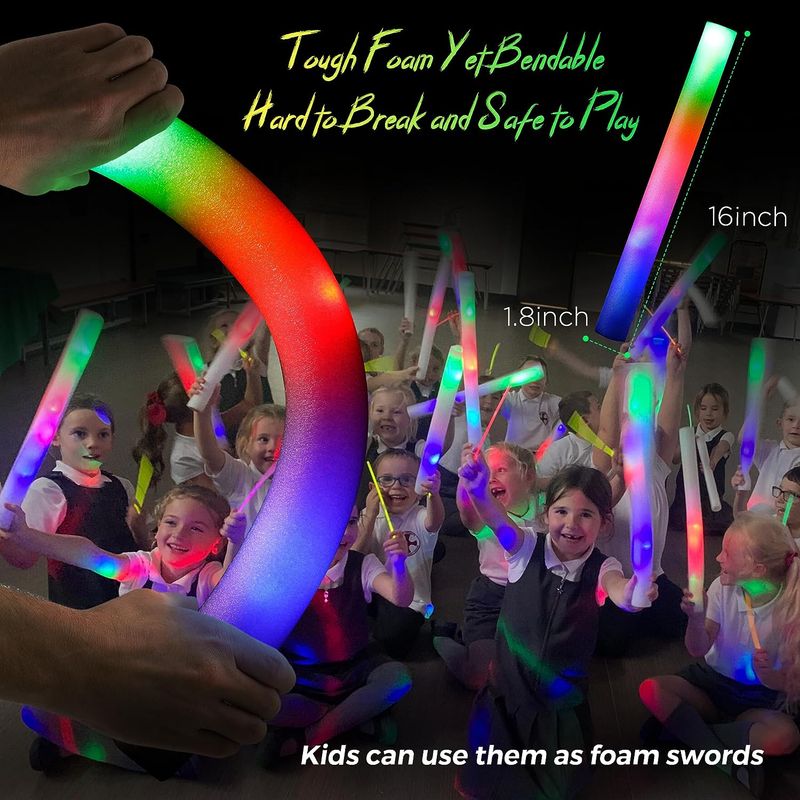 10/15/20Pcs LED Glow Sticks Bulk Colorful RGB Glow Foam Stick Cheer Tube Dark Light For Xmas Birthday Wedding Party Supplies_voghion.com