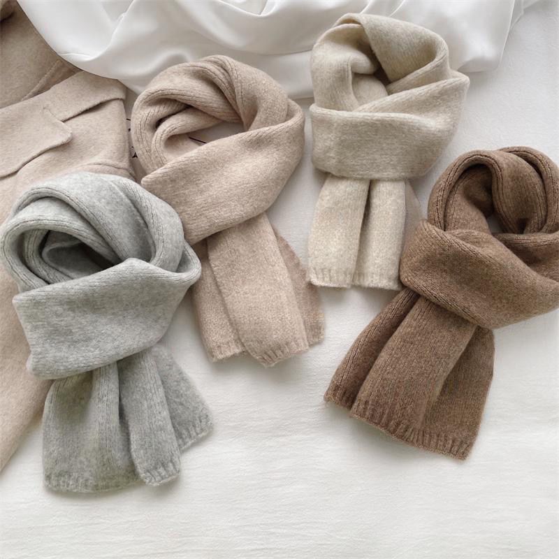 New Korean Version Versatile Knitted Scarf For Women Winter Atmosphere Solid Color Simple Soft Warm Lazy Style Small_voghion.com