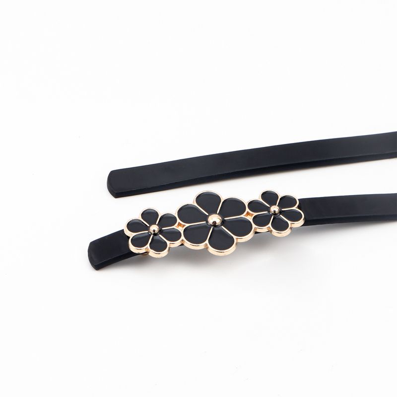 HOT women belt fashion thin decorate dress small daisy black white summer_voghion.com