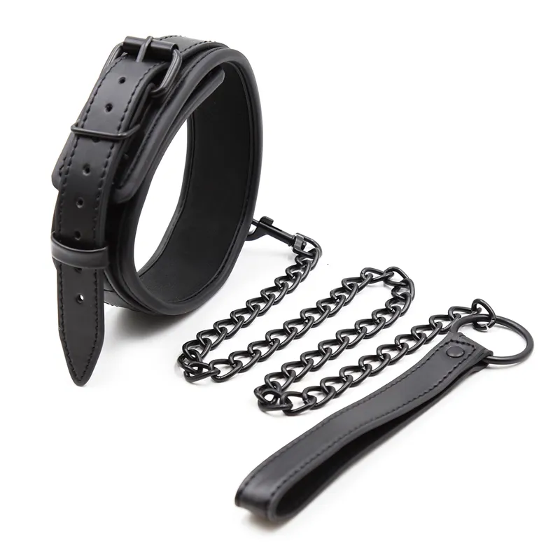 Bondage Bdsm apykaklė, odinė ir geležinė grandinės jungtis bdsm vergiški sekso žaislai poroms suaugusiems suvaržymai 230824_voghion.com