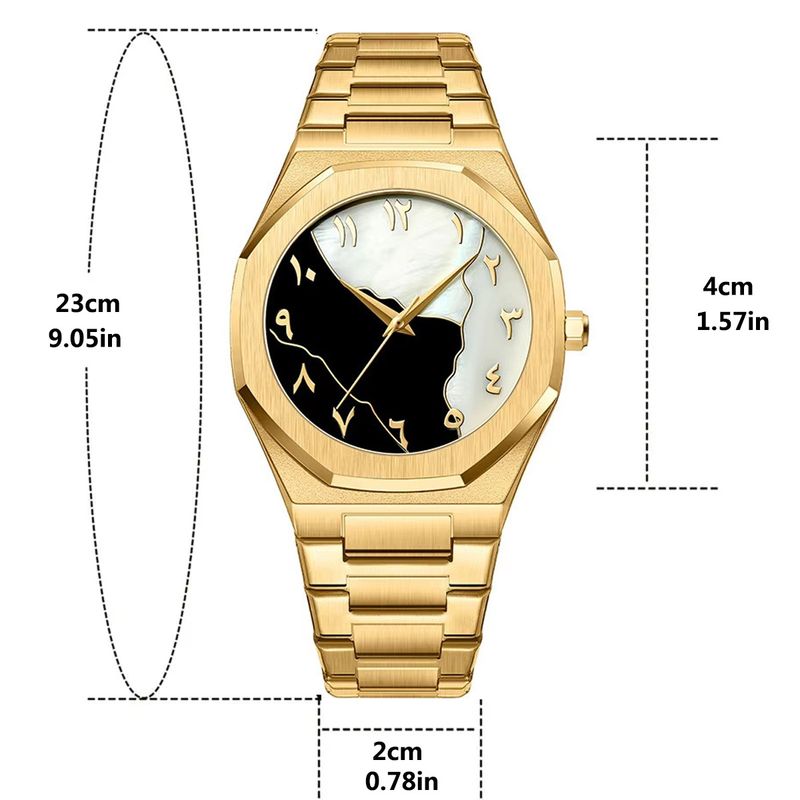 Business Men's Watch Black And White Spliced Shell Face, Stainless Steel Strap Arabic Numeral Dial Quartz Watches Hot Selling_voghion.com