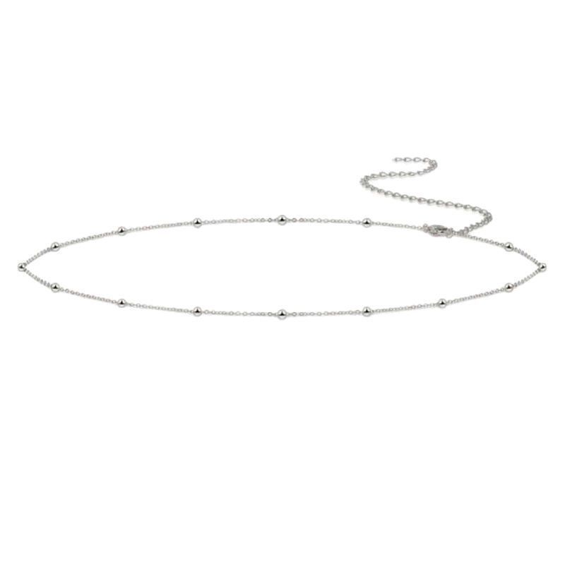 Accessorio per la catena sottile da donna con perline rotonde a doppio strato per la spiaggia_voghion.com