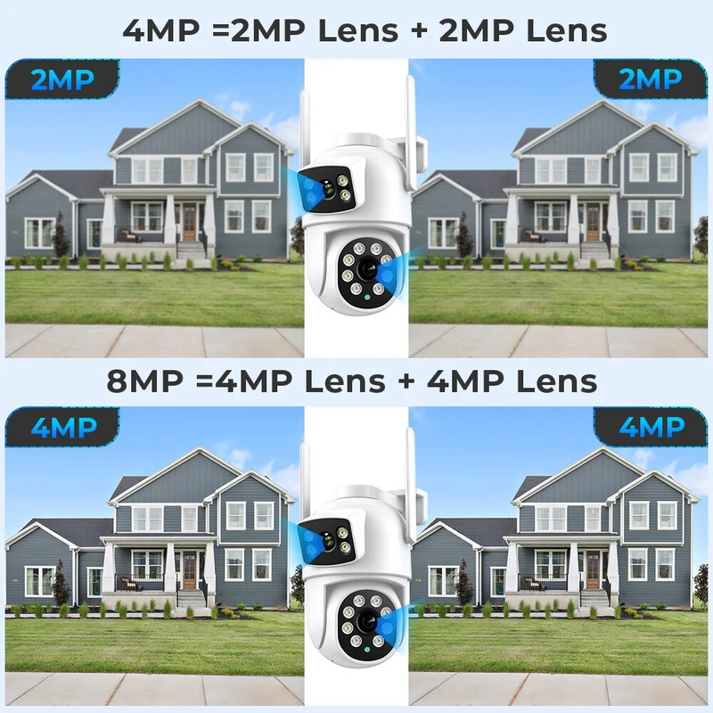 4K 8MP PTZ WIFI Lens Dual Screen 4X Digitale Zoom IP Camera 4MP HD Auto Tracking Outdoor CCTV Surveillance iCSee App_voghion.com