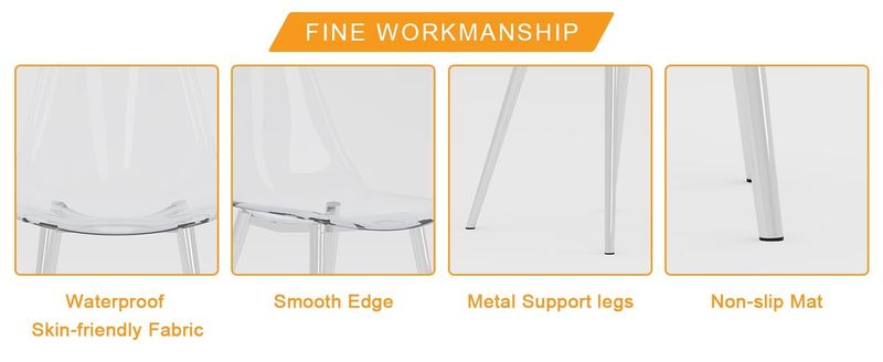 Table And Chair Set.51 * 31.5 Inch Silver Leg Glass Dining Table With 6 Transparent Dining Chairs: A Stylish Combination That Showcases Elegant Style._voghion.com
