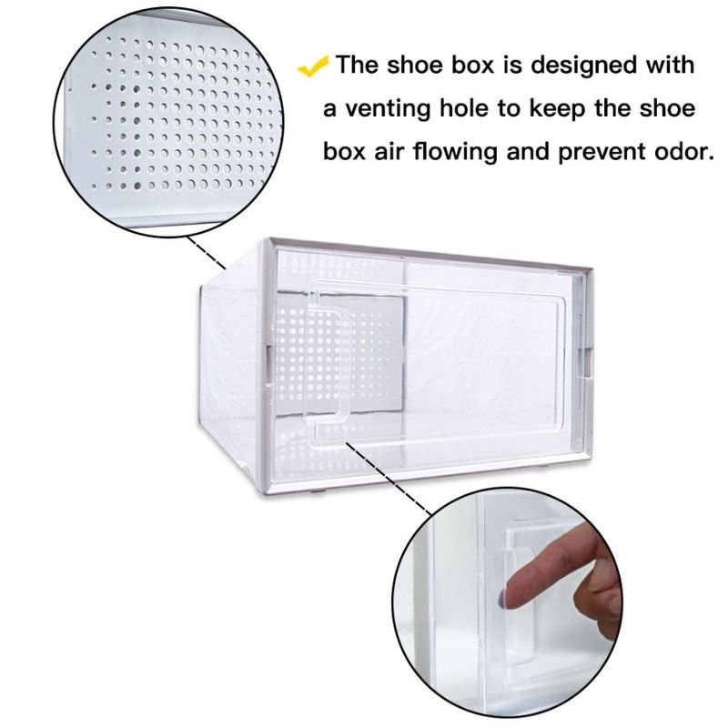 Pack For And Organizers Shoe Closet Of Sneakers White Clear 8 Plastic Storage Boxes Transparent Stackable_voghion.com