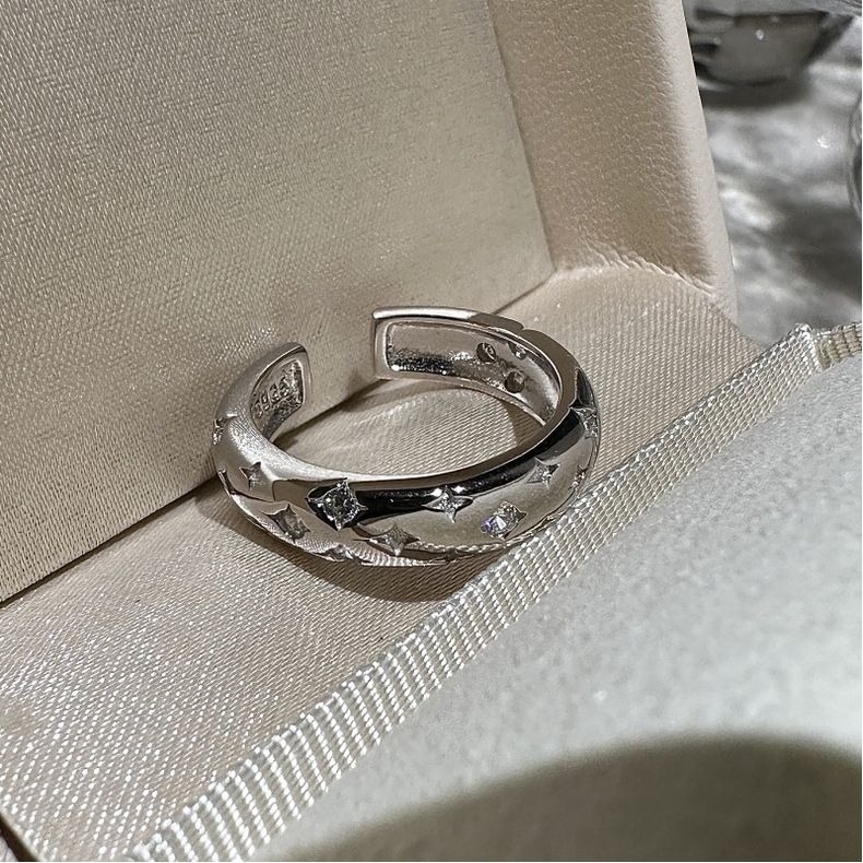 Anello in argento sterling S925 con esagramma, design di nicchia, personalità semplice, anello vintage in zirconio_voghion.com