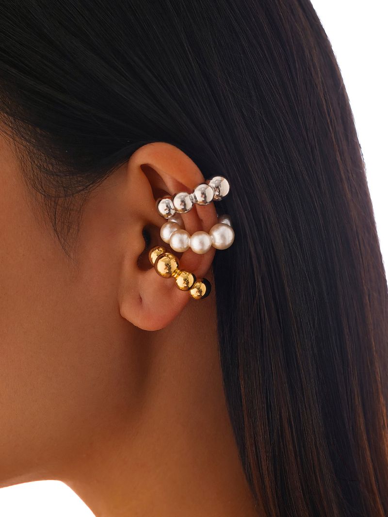 Aurora Atelier Ingemark Zartes 3-teiliges Set Imitationsperlen-Ohrringe für Damen Vintage CCB Ohrclips ohne Piercing Partyschmuck Accessoire 2025 Neu_voghion.com