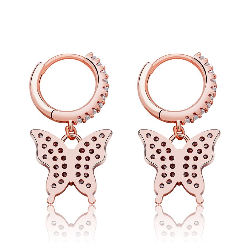Vlinder-oorbellen met zirkonia voor dames - Hiphop-blingsieraden (eenvoudig en stijlvol)_voghion.com