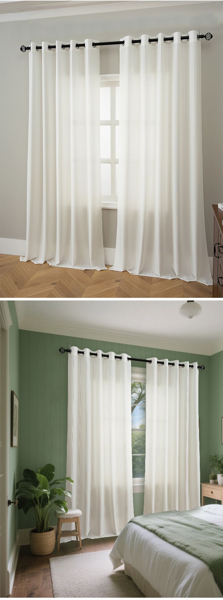 Bohemian Lace Sheer Curtains - Semi-See-Through Window Drapes For Living Room & Bedroom (Ready-Made, Light Filtering With Privacy, 52x84 Inches)_voghion.com