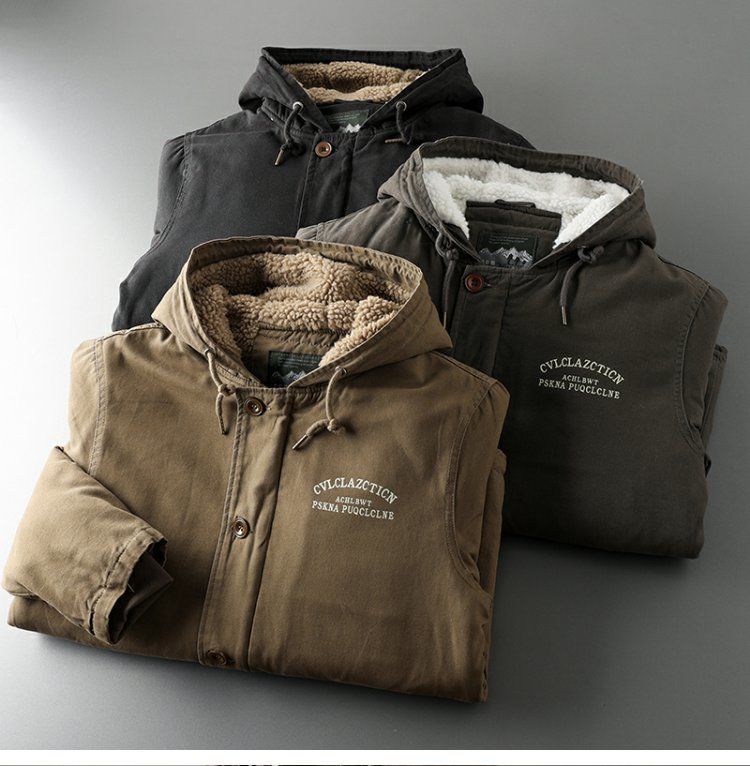 Men's Winter Fleece-Lined Hooded Jacket - Soft Cotton Outerwear With Thick Warm Padding, Lightweight & Comfortable For Outdoor Travel_voghion.com