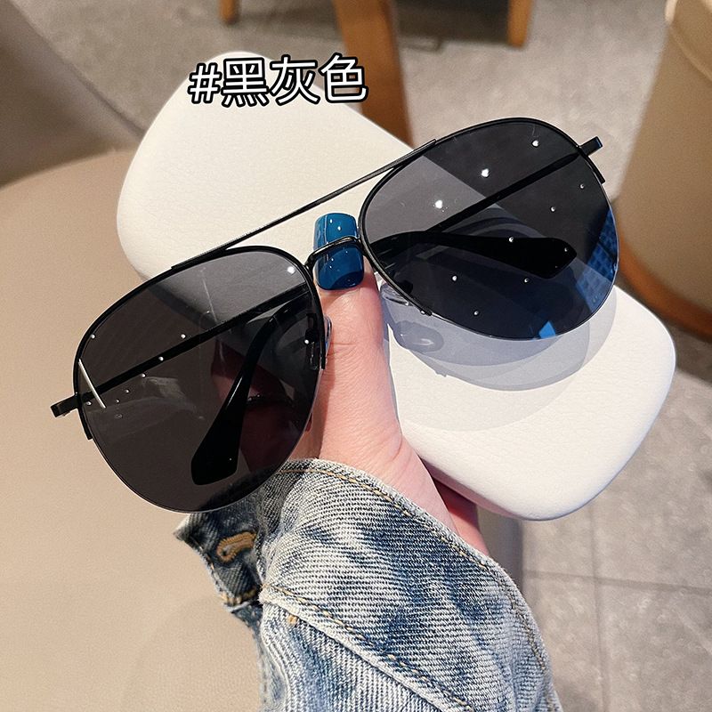 Qianai 2023 New Fashion Half-Frame Aviator Korean Style Personality Pilot UV Protection Sunglasses_voghion.com