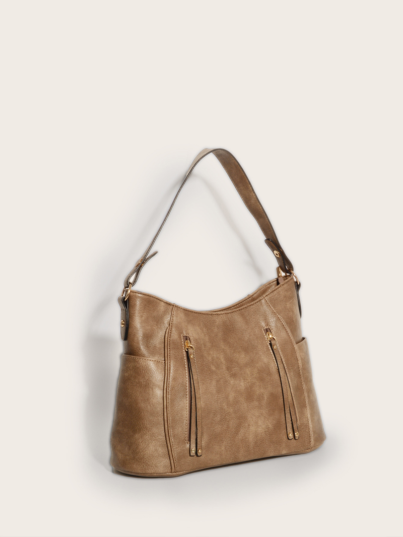 European and American retro tote bag double zipper tassel women's portable shoulder bag women's bag_voghion.com