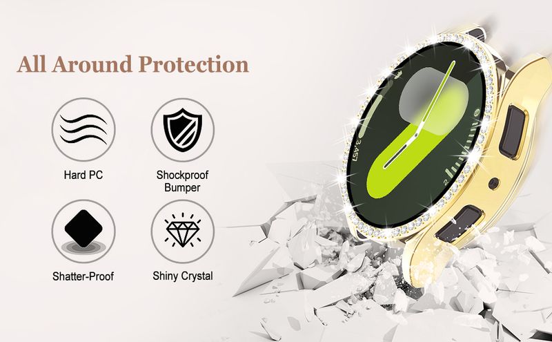 Bling ovitek za Samsung Galaxy Watch 4 5 6 7 40 mm 44 mm zaščitni ovitek sijoč diamantno trd obrazni odbijač brez steklenih dodatkov_voghion.com